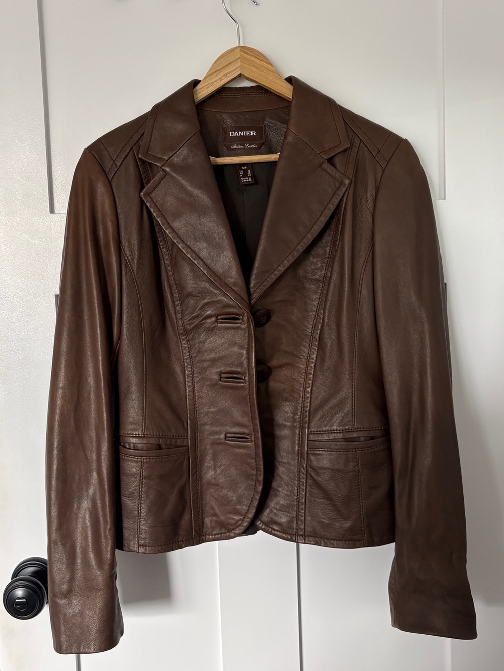Danier Dark Brown Leather Tailored Jacket